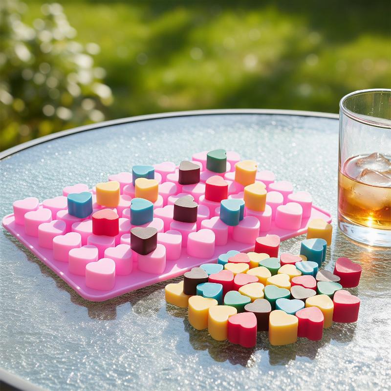 Melt Pour Soap Base - 55-Gitter-Herz-Silikon-Kuchenform, BPA-frei, wiederverwendbar, antihaftbeschichtet, für Schokolade,