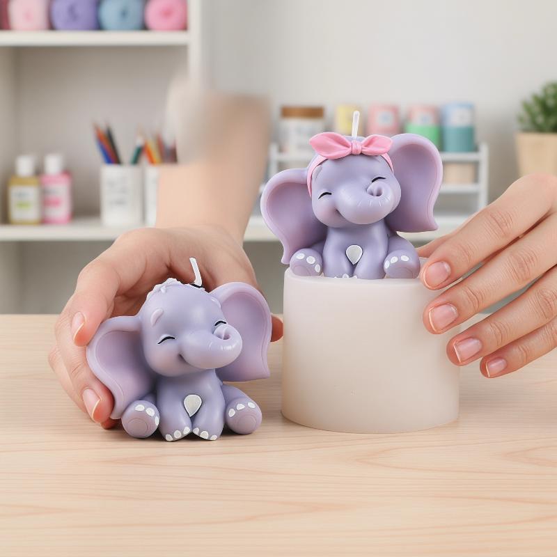 Melt Pour Soap Base - Niedliche 3D-Elefanten-Silikonform für Kerzen, Leicht zu