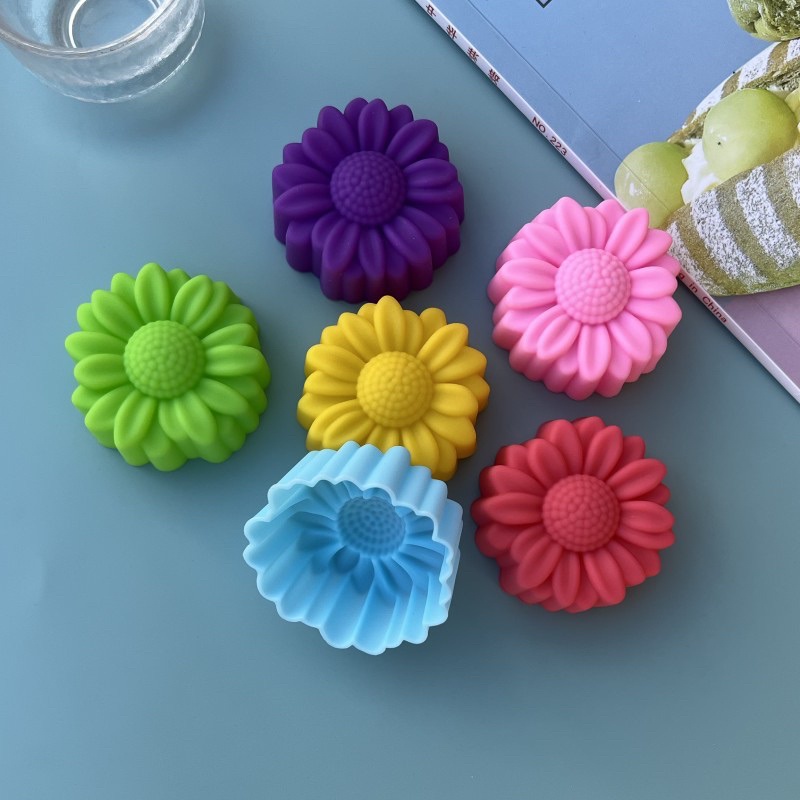 Melt Pour Soap Base - 6-teiliges Set Antihaft-Silikonformen mit Blumendesigns für