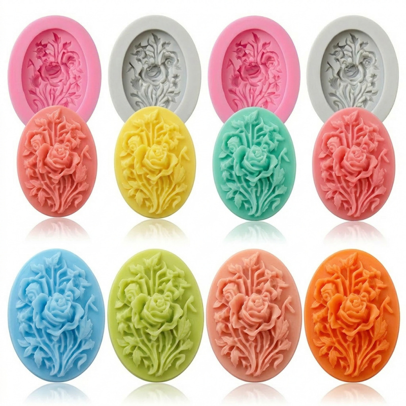 Melt Pour Soap Base - 4 Silikonformen in Blumenform, leicht zu