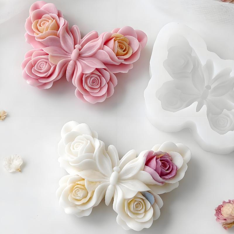 Soap Making Fragrance - DIY Rosen-Schmetterling Silikonform Handgemachte Aroma-Kerzen Gips