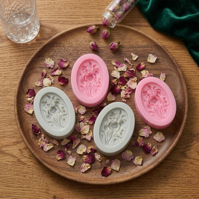 4 Silikonformen in Blumenform, – Melt Pour Soap Base Bewertung und Preis